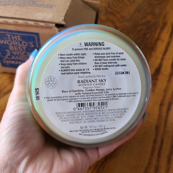 🌞🌈🕯 NWT‼️ Bath & Body Works "Radiant Sky" 3-wick Candle - Picture 8 of 9